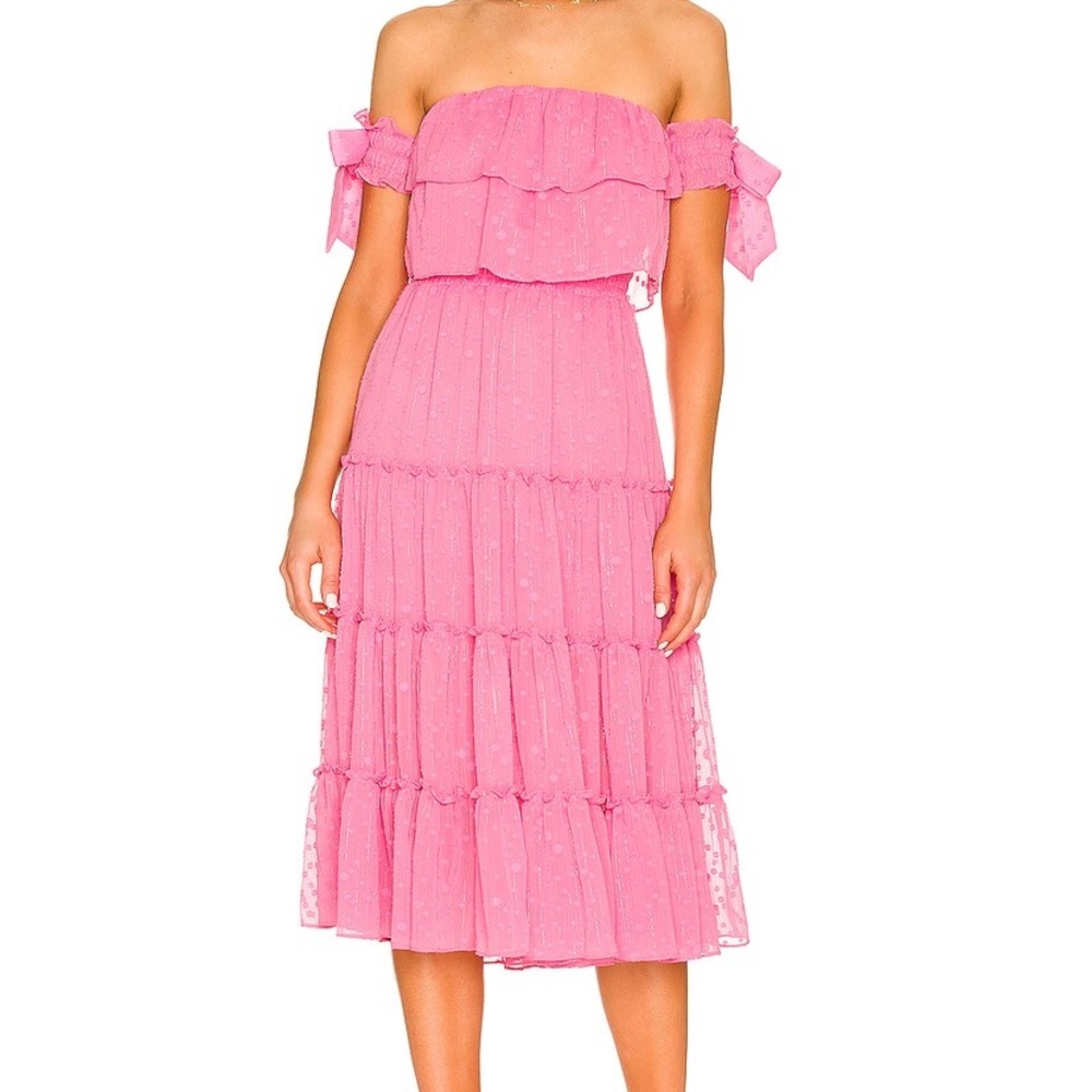 x REVOLVE Micaela Dress in Pink Clip Dot